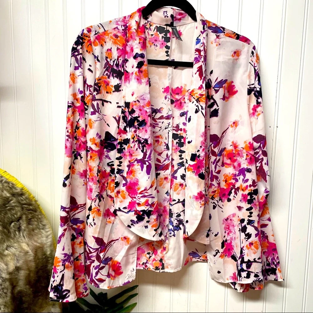 Massini Open Front Floral Blazer Size Small